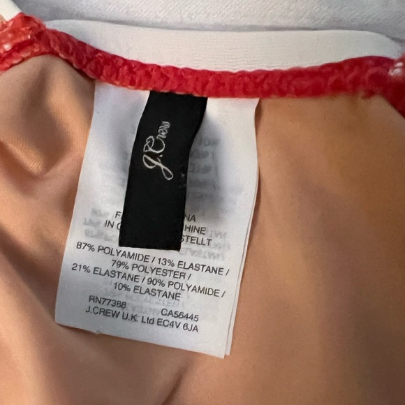 J. Crew Swim Plunge V Neck One Piece Swimsuit in Red and Ivory Stripe Sz 0 NWOT - Picture 2 of 6